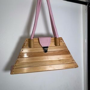 Vintage wooden pink pastel purse